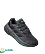 Men’s Adidas sneakers – black with neon sole, angled view