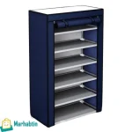 Portable Shoe Storage Cabinet – 5 Tiers – Grey Fabric and Steel