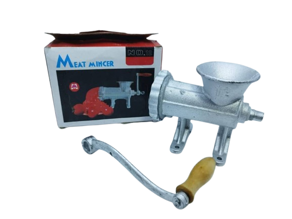 Manual Meat Mincer – Cast Iron/Aluminum – Silver and Red Box