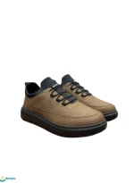 حذاء سبور تركي مخيط بني-موكا بنعل أسود سميك، متوفر في متجر مرحبتين.