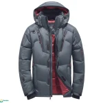 جاكيت باراشوت رجالية دافئة رمادية قماش مشحم وجيوب بسحاب