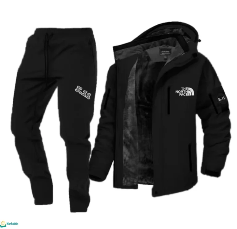 بيجاما شتوية مبطنة فرو لون أسود، طقم فليس مستورد من الصين، مثالي لأجواء سوريا الباردة.