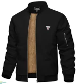 جاكيت برشوت أسود تركي مبطن فرو مشحم بومبر