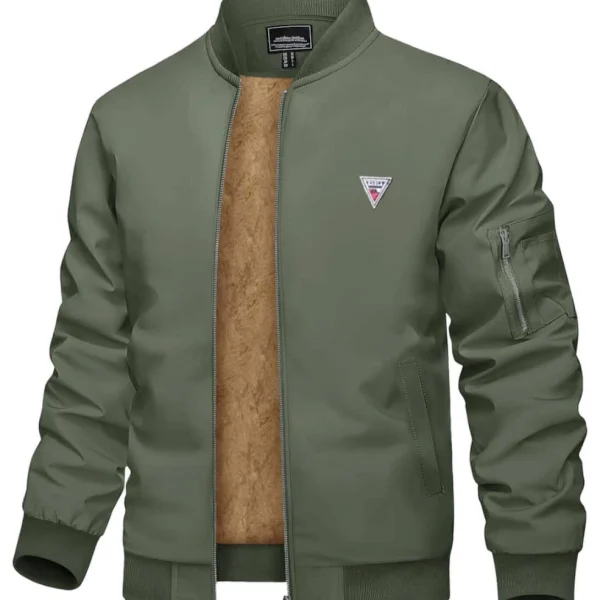 جاكيت برشوت زيتي تركي مبطن فرو مشحم أصلي