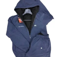 بجامة رجالي مبطنة فرو لون كحلي كامل قماش برشوت خملي