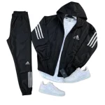 بيجاما رجالي سكوبا لون أسود طقم جاكيت بسحاب وبنطال تصميم عصري مريح