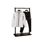 بجامة رجالية براشوت لون أبيض تصميم قطعتين مع طاقية وسحاب وخامة خفيفة