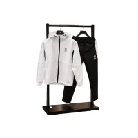 بجامة رجالية براشوت لون أبيض تصميم قطعتين مع طاقية وسحاب وخامة خفيفة